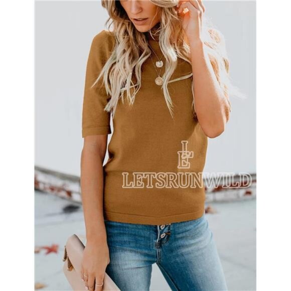 Business Casual Tops for Women Dressy Cute Tops Mock Turtleneck Tshirts Shirts - Picture 5 of 7